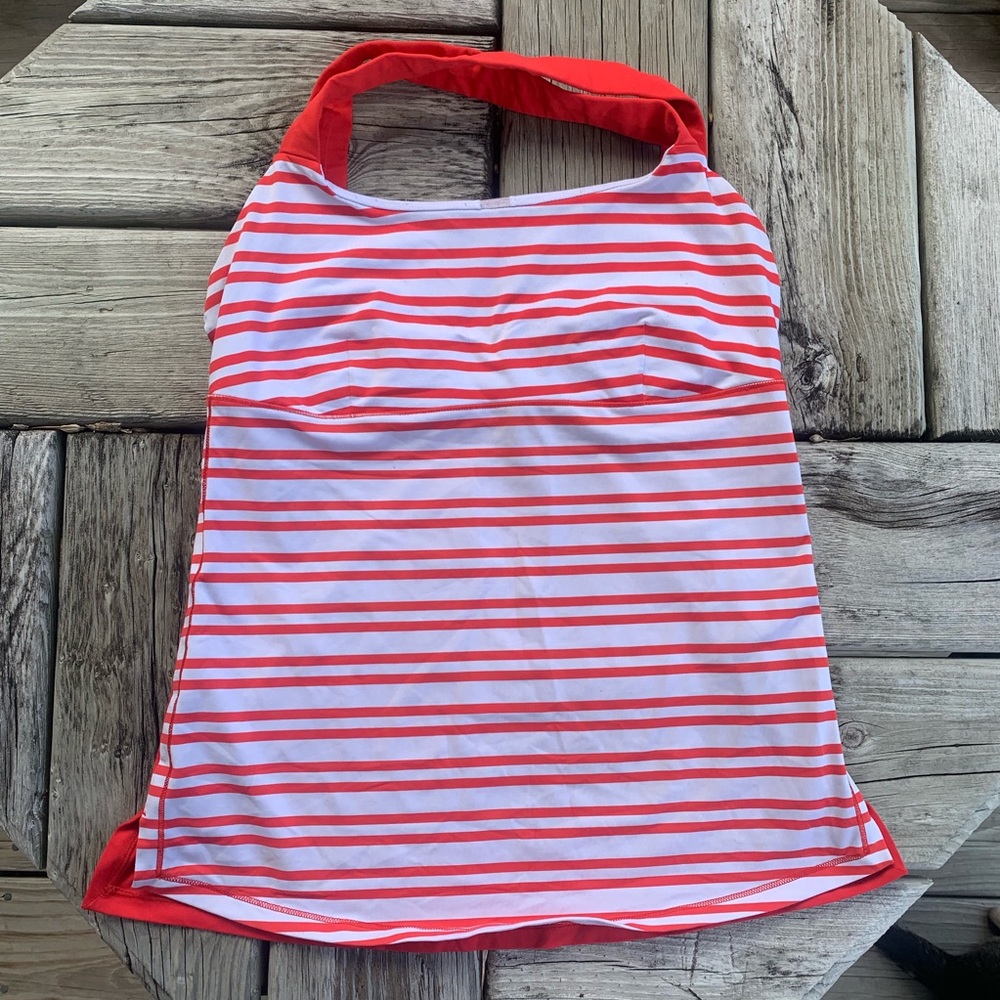 Lululemon Red and White Striped Yoga Tank